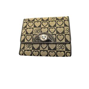 Brighton Signature Hearts Snap Wallet Leather Trim Black